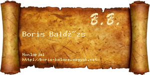 Boris Balázs névjegykártya